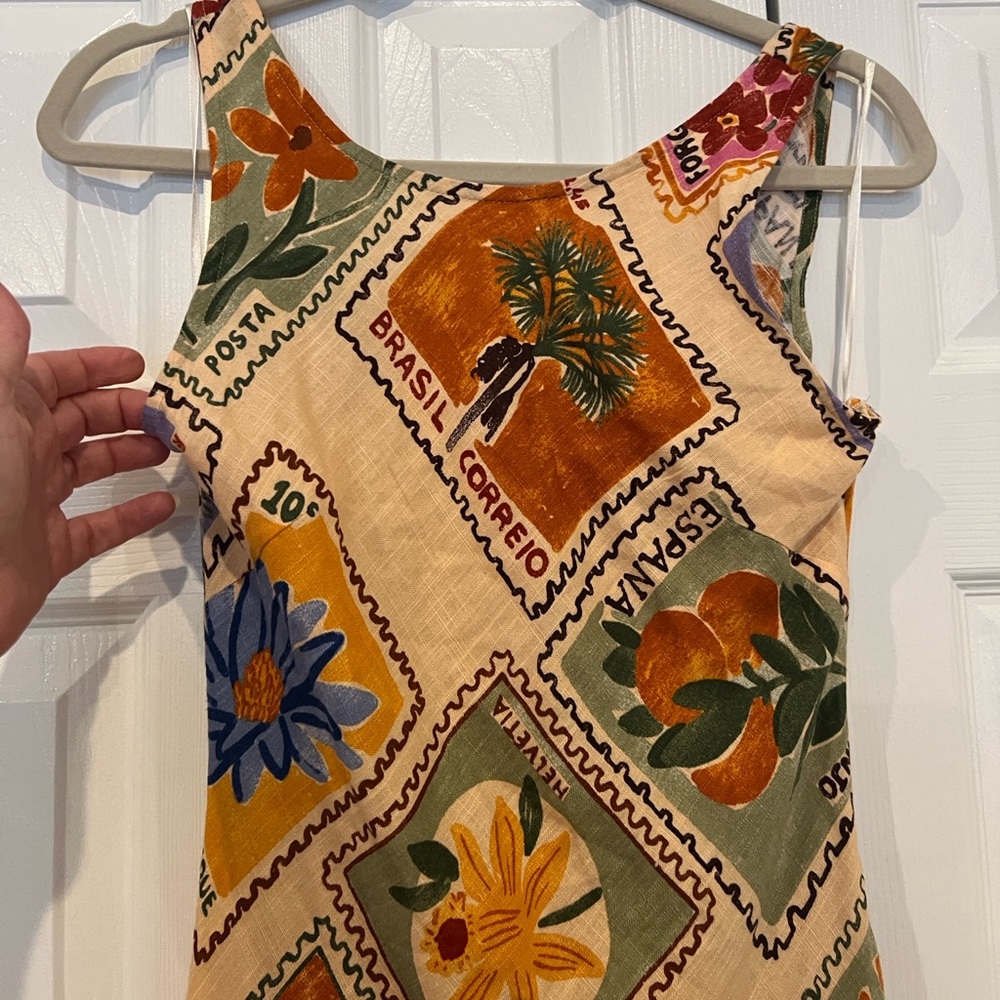 Paper heart Maxi Dress linen blend - stamps pattern - Picture 2 of 11